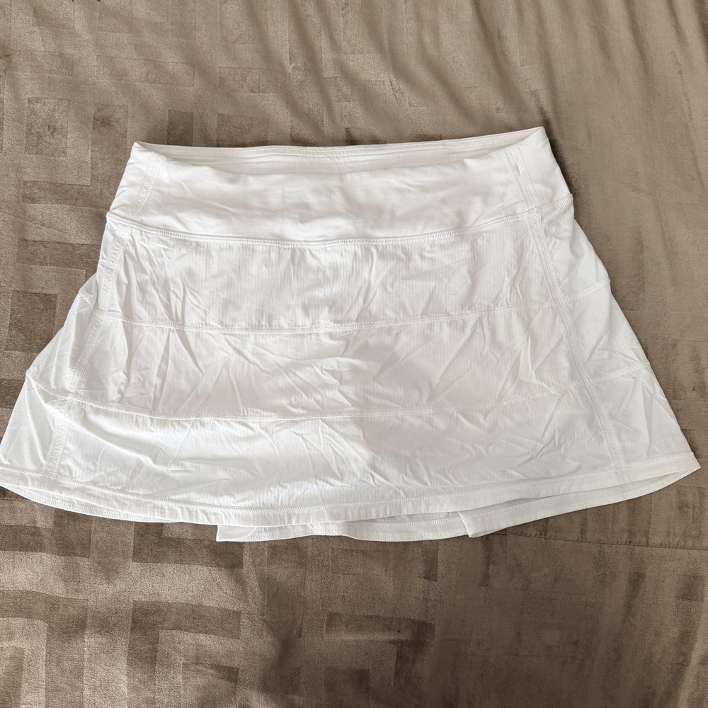 Lululemon Skort Womens 8 White Athletic Running Tennis Lined Pockets Stretch